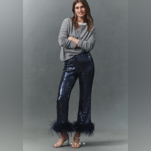 NWT Hutch the Koto faux-feather sequin pants size 0
